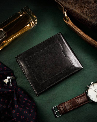 Duży, skórzany portfel męski bez zapięcia peterson