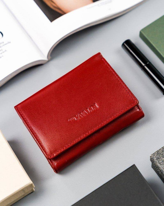 Mały, poziomy portfel damski ze skóry naturalnej, z ochroną RFID