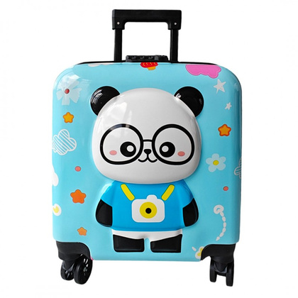 WALIZKA DZIECIĘCA KABINOWA BAGAŻ DZIECI z szyfrem panda niebieska WP07