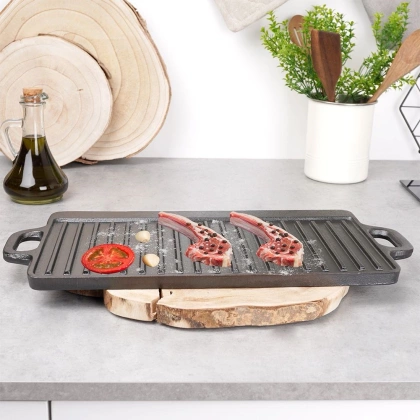 Płyta grillowa żeliwna patelnia dwustronna 45,5x23 cm