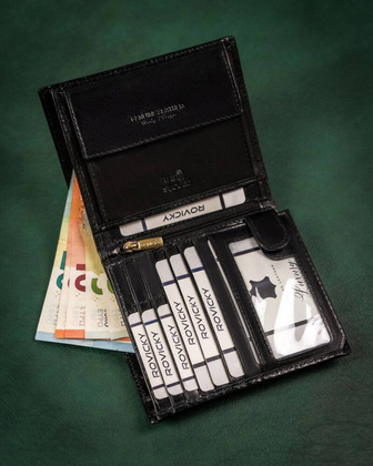 Skorzany duzy portfel meski z systemem RFID