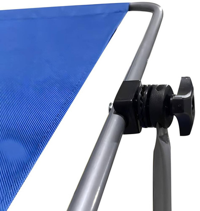 LEŻAK SKŁADANY PLAŻOWY Z DASZKIEM NA KÓŁKACH 112x62x60-90CM NIEBIESKI