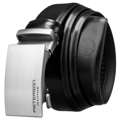 Elegancki pasek męski z klamrą automatyczną - Peterson PTN A005 BLACK 125