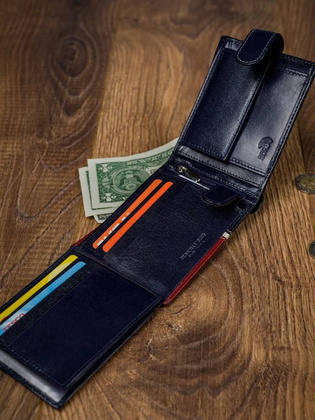 Poziomy portfel męski dwukolorowy ze skóry naturalnej hq