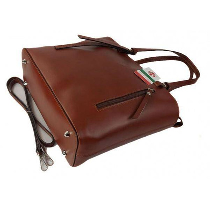 Torebka na ramię Vera Pelle ,Włoski skórzany kuferek format A4, Brązowa KM446M