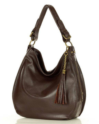 Torebka skórzana eleganc sacco MARCO MAZZINI - ciemny brąz caffe - min. zamówienie 20 / 50 / 100 szt.