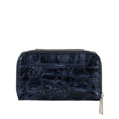 Damski portfel skórzany Canaletto – granatowy lakierowany z RFID | Elegancja i bezpieczeństwo PD1445s287 RFID
