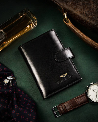 Duzy skorzany portfel meski na zatrzask