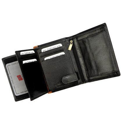 Skórzany składany pojemny męski portfel od Nordee REIN N4 czarny