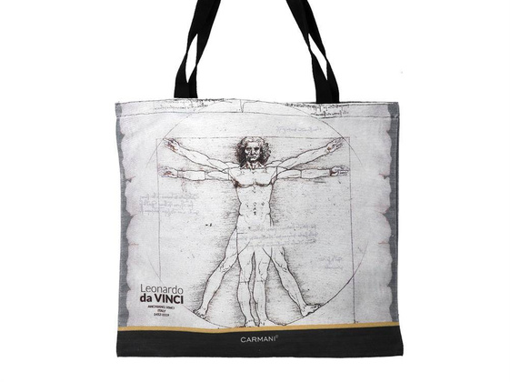 Torba płócienna - L. Da Vinci, Człowiek Witruwiański i Machiny latające (CARMANI)