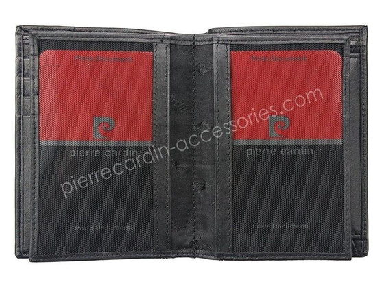 Portfel męski skórzany PIERRE CARDIN TILAK07 331 Czarny / Bordowy