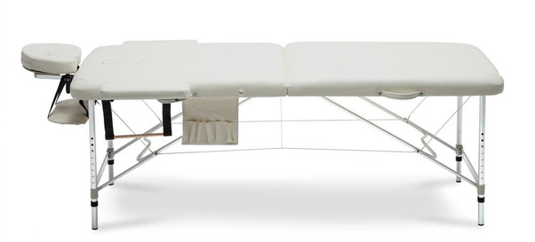 Stół, łóżko do masażu 2-segmentowe aluminiowe XXL Kremowe