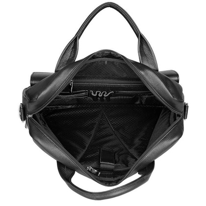 Skórzana torba męska na laptopa 15,6" ramię czarna - Pavone Nero Rimini 2409 BL