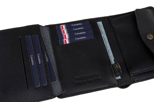 Skórzany Portfel Męski z perforacją Canaletto 11 kart PM1550s246-P60