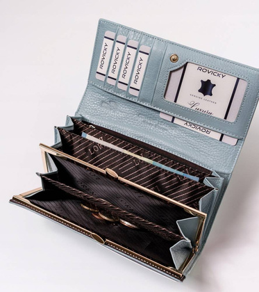 Lakierowany, duży portfel damski ze skóry naturalnej