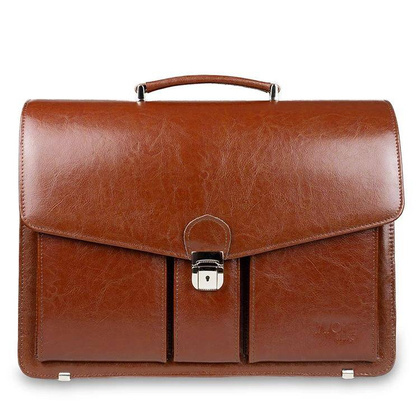 Skórzana teczka męska na ramię aktówka brązowa - Pavone Nero Savio 2287 BR