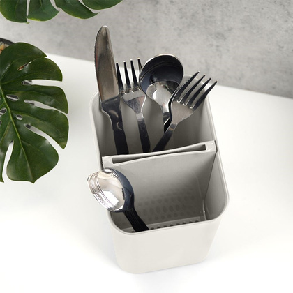 Ociekacz stojak koszyk pojemnik na sztućce przybory kuchenne organizer kuchenny popielaty