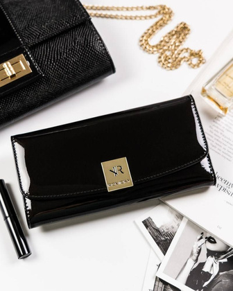 Duży lakierowany portfel damski z systemem rfid protect