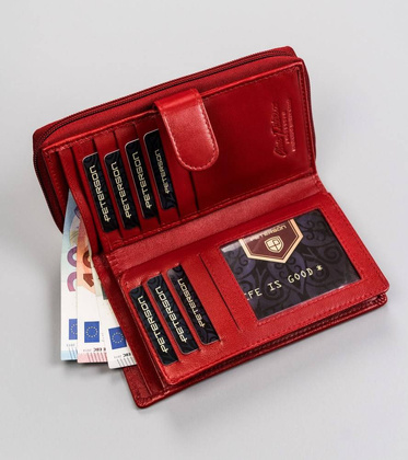 Pionowy portfel damski ze skóry naturalnej