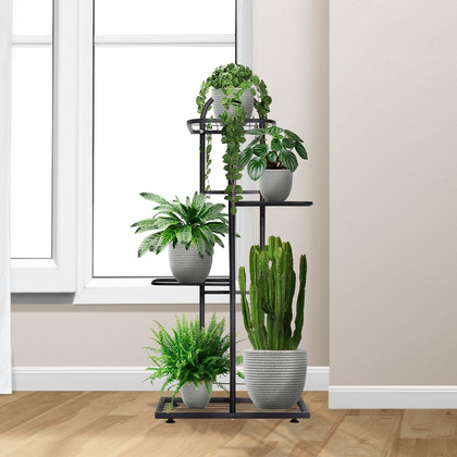 Kwietnik 4-poziomowy na doniczki metalowy czarny 92 cm