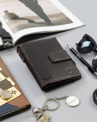 Skórzany portfel w stylu retro Rovicky Brązowy