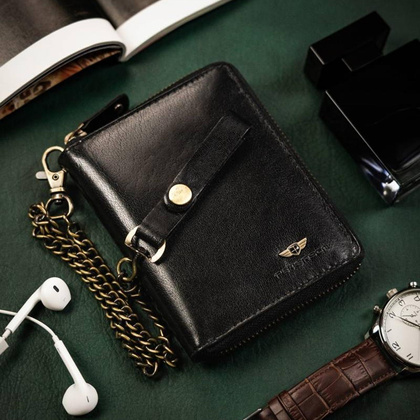 Duży, skórzany portfel męski na zamek