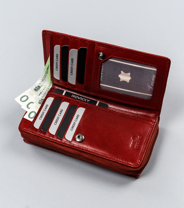 Duży, skórzany portfel damski na zamek