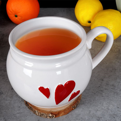 Kubek ceramiczny biały serce 800 ml