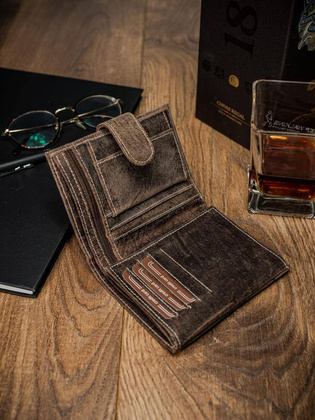 Portfel męski skórzany RM-06L-BAW BROWN