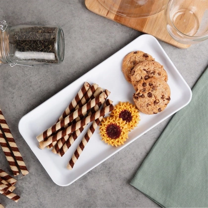 Taca kuchenna do serwowania prostokątna 29,5x15 cm biała