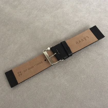 LAVVU Czarny gładki pasek PLAIN z luksusowej skóry Top Grain - 16