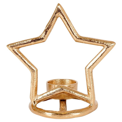 Świecznik na świeczkę tealight aluminiowy złoty gwiazda 15,5 cm