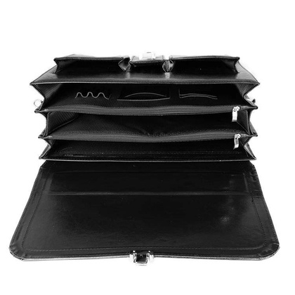 Skórzana teczka męska na laptopa czarna - Pavone Nero Roma 2157 BL