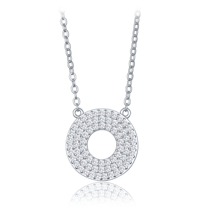 MINET Luksusowy srebrny naszyjnik srebrny krąg z białymi cyrkoniami