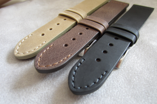 LAVVU Brązowy szyty pasek RETRO z luksusowej skóry Top Grain - 20