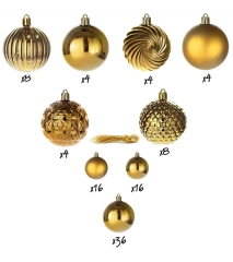Bombki choinkowe komplet 100 szt. nietłukących plastikowych bombek  - Złoty