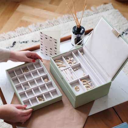 Szkatułka na biżuterię Stackers potrójna classic szałwiowa zieleń