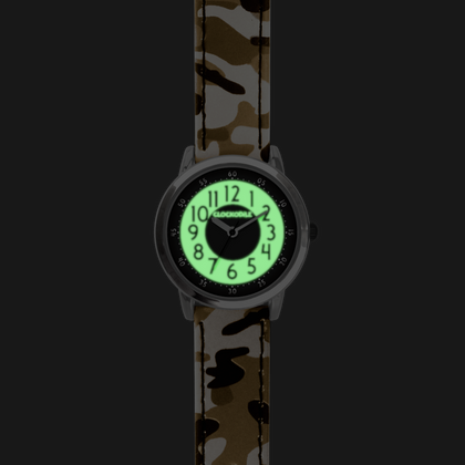 CLOCKODILE Świecący brązowy zegarek chłopięcy ARMY z wzorem kamuflażu