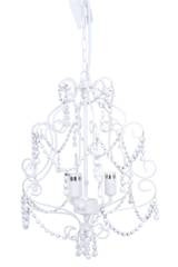 Żyrandol biały mat z kryształkami mały