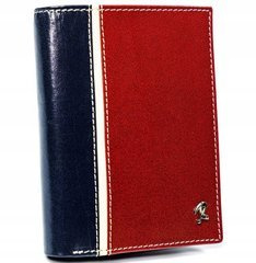 Pionowy portfel męski dwukolorowy, skóra naturalna hq