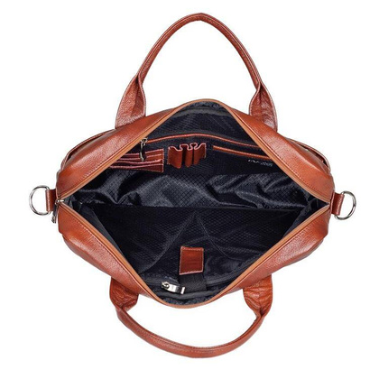 Skórzana torba męska na ramię laptopa 15,6" brązowa - Pavone Nero Palermo 2485 BR