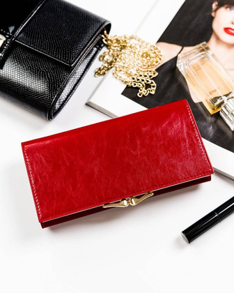 Skórzany elegancki portfel damski z ochroną rfid – peterson