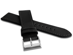 LAVVU Czarny szyty pasek SLIM z luksusowej skóry Top Grain - 22