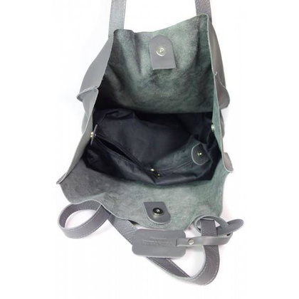 TOREBKA WOREK SHOPPER BAG GENUINE LEATHER NA RAMIĘ A4 SZARA GL46G