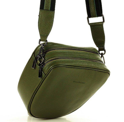 Torba skórzana na dwa zamki crossbody camera bag - MARCO MAZZINI zieleń militare - min. zamówienie 20 / 50 / 100 szt.