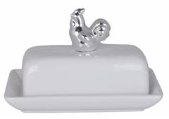 Maselniczka biała ze srebrnym kogutem