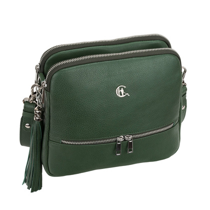 Torebka listonoszka Canaletto z naturalnej skóry groszkowanej i srebrnymi detalami TD840s220