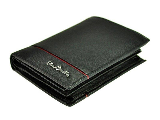 Portfel męski skórzany PIERRE CARDIN SAHARA TILAK15 331 Czarny / Czerwony