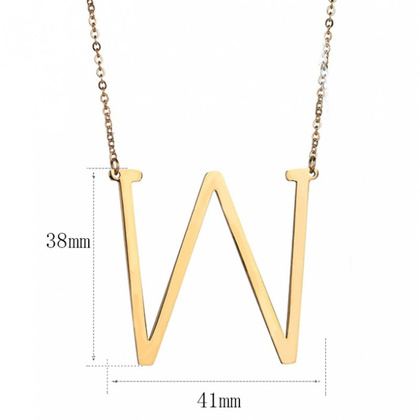 Naszyjnik stal chirurgiczna literka W platerowana złotem NST995W