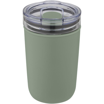 Szklany kubek Bello o pojemności 420 ml z zewnętrzną ścianką z plastiku z recyklingu